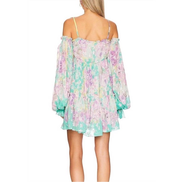 Rococo Sand Ivy Mini Dress in Butter Yellow and Lavendar - Picture 2 of 5